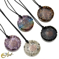 Round orgonite pendant with no metal setting - 1 Pack  with all
