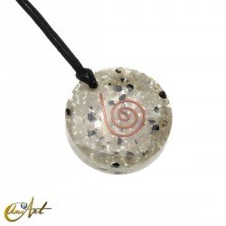 Round orgonite pendant with no metal setting - Moonstone