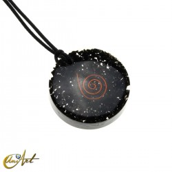 Round orgonite pendant with no metal setting - Black Tourmaline