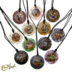 Horoscope stones (12 orgonite pendants with zodiac figures)