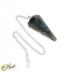 6 Sides natural agate pendulum - Moss Agate