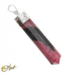 Faceted mineral point pendant - Rhodonite