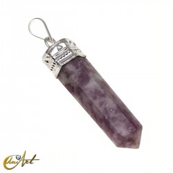 Faceted mineral point pendant - Lepidolite