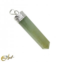 Natural quartz point pendant - Green Aventurine