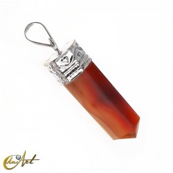 Natural quartz point pendant - Carnelian