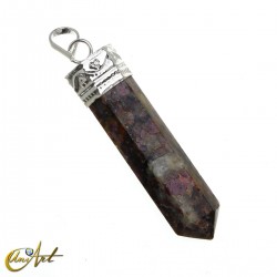 Gemstone faceted point pendant - Ruby in matrix