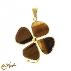 Colgante Trébol dorado - Ojo de Tigre