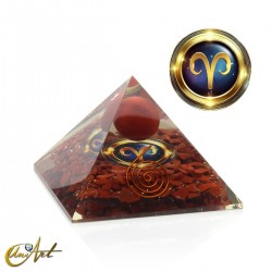 Pirámide de orgonita con símbolo zodiacal - Aries