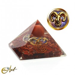 Orgonite pyramid with horoscope figure - Aries