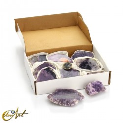 Semi-polished lepidolite, 1-kilo box