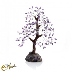 Tree with 200 chips and natural stone base - Amethyst