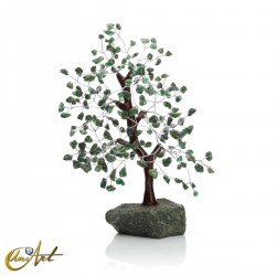 Tree with 200 chips and natural stone base - Green Jade 