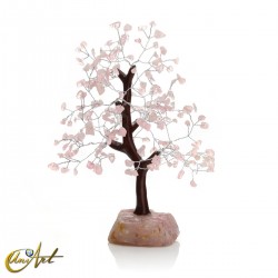 Tree with 200 chips and natural stone base - Rose Quartz