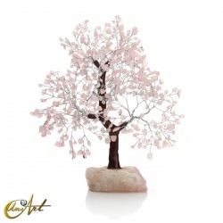 Tree with 500 chips and natural stone base - Rose Quartz