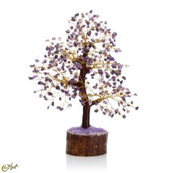 Tree with 500 amethyst chips and wooden base