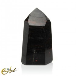 Veined black tourmaline, pointed shape