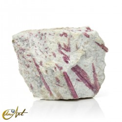 Pink tourmaline in matrix with aquamarine