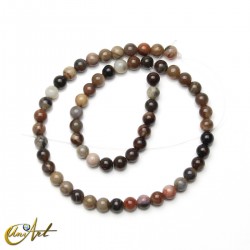 Fossilised wood (xylopal), beads - 6 mm