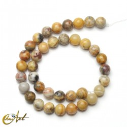 Cuentas de ágata crazy lace amarilla - 10 mm