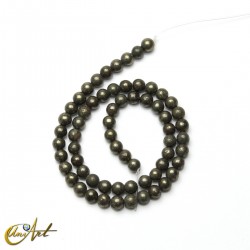Natural pyrite round beads - 6 mm