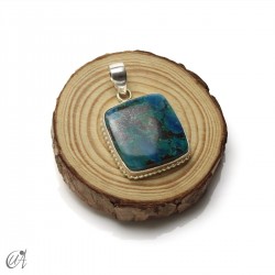 Azurite rectangular pendant in sterling silver - Model 6