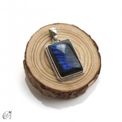 Quadrangular labradorite pendant in sterling silver - Model 1