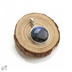 Sterling silver and labradorite circular pendant - Model 3, Medium