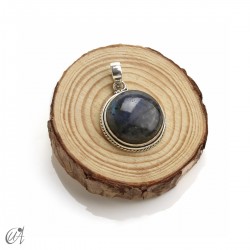 Colgante circular de plata de ley y labradorita - Modelo 1, Mediano