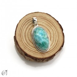 Oval larimar pendant in 925 silver - Model 1, Medium