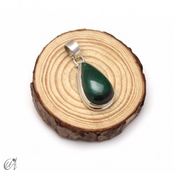 Malachite teardrop, sterling silver pendant - Model 2, Medium