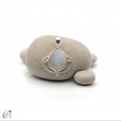 Boheme pendant in silver and natural stone - Moonstone