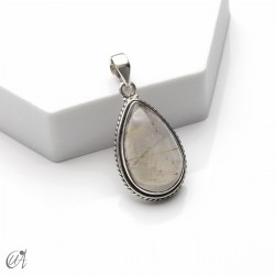 Rutilated quartz teardrop pendant in 925 silver - Model 2, Medium