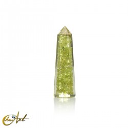 Punta de orgonita artesanal, 5 cm - Peridoto