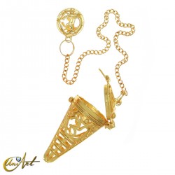 Cage-style pendulum with Om symbol - Color: brass