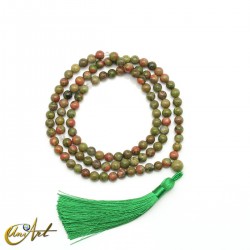 Buddhist japa mala beads of unakite - 6 mm
