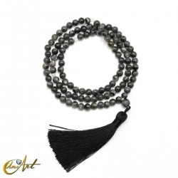 Japa mala of larvikite bead - 6 mm