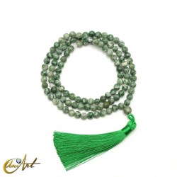 Japa mala de jaspe verde moteado - 6 mm