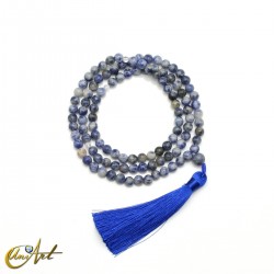 Japa mala de cuentas de jaspe azul moteado - 6 mm