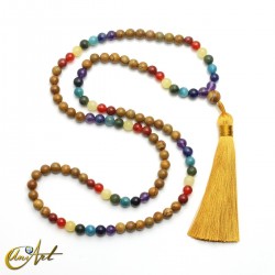 Mala beads with chakra stones and wood jasper - 6 mm