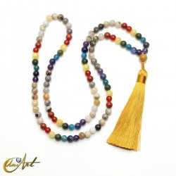 Japa mala de los chakras con ágata bambú - 6 mm