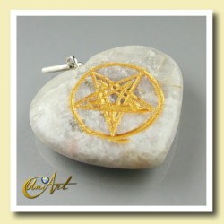 Corazón con Pentagrama grabado en Piedra Natural - Piedra Luna
