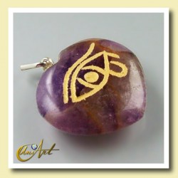 Heart pendant with the Udyat  (Eye of Horus) engraved - Amethyst