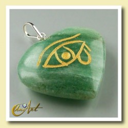 Heart pendant with the Udyat  (Eye of Horus) engraved - Green Aventurine