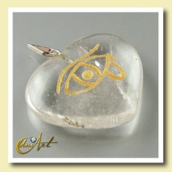 Heart pendant with the Udyat  (Eye of Horus) engraved - Crystal Quartz