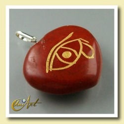 Heart pendant with the Udyat  (Eye of Horus) engraved - Red Jasper