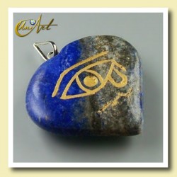 Heart pendant with the Udyat  (Eye of Horus) engraved - Lapis Lazuli