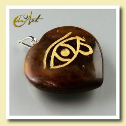 Heart pendant with the Udyat  (Eye of Horus) engraved - Tiger Eye