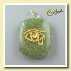 Udjat (Eye of Horus) - Pendant engraved in natural gemstone - Green Aventurine