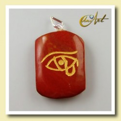 Udjat (Eye of Horus) - Pendant engraved in natural gemstone - Red Jasper