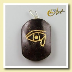 Udjat (Eye of Horus) - Pendant engraved in natural gemstone - Black Tourmaline